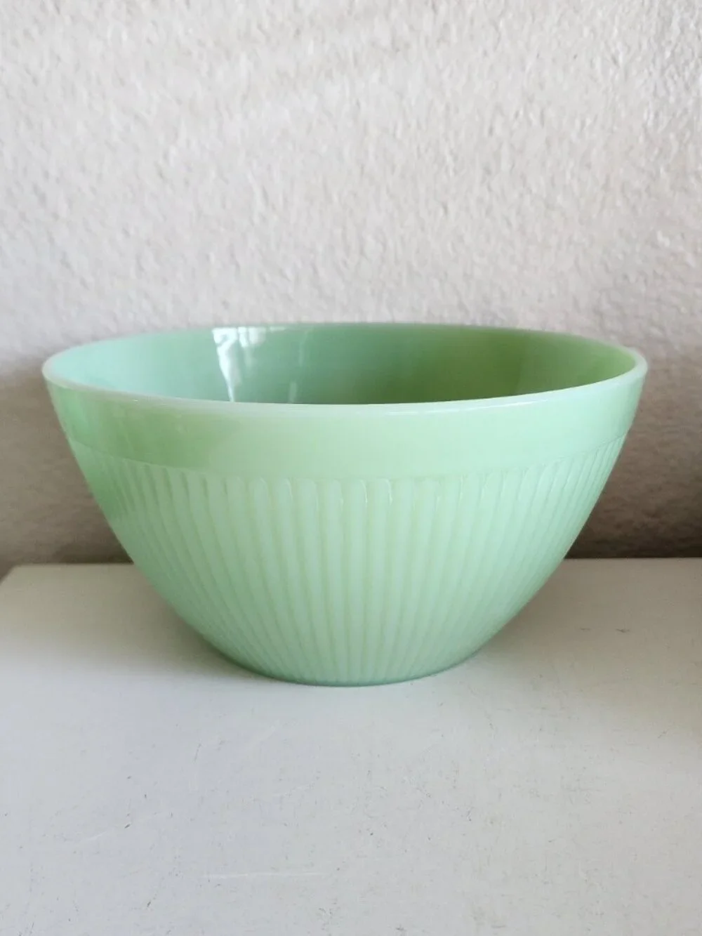 Vintage Jadeite Jadite Fire King Jane Ray Ribbed Mixing Bowl Green Glass 7.5